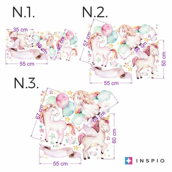 Carta adesiva murale - Unicorni rosa con nome