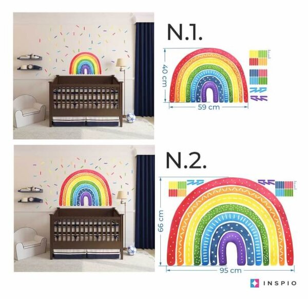 Adesivo murale arcobaleno con coriandoli colorati - per bambini e bambine