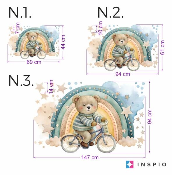 Adesivo murale per bambini - Orso in bicicletta
