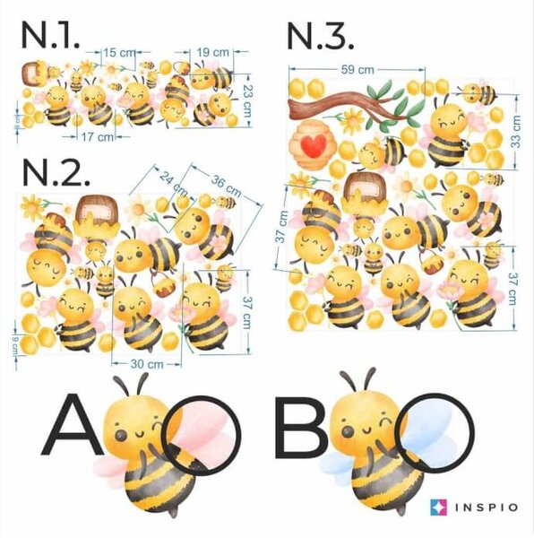 Adesivo murale tessile Api e api