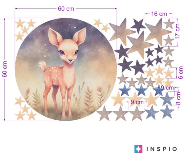 Adesivo per la cameretta dei bambini - Cervi e stelle