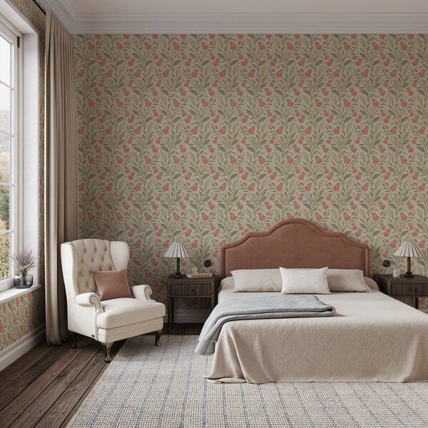 Carta da parati Piccoli fiori con campanelle in tonalità rosa-verde, Parati fiori e piante classici, a00760 : Uwalls.it