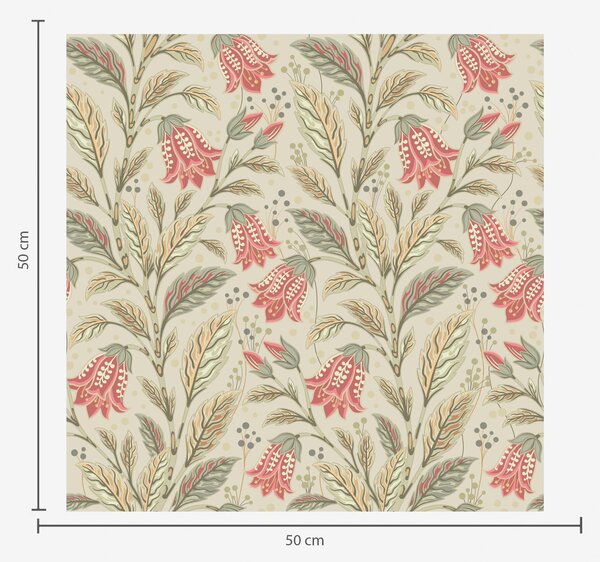 Carta da parati Piccoli fiori con campanelle in tonalità rosa-verde, Parati fiori e piante classici, a00760 : Uwalls.it