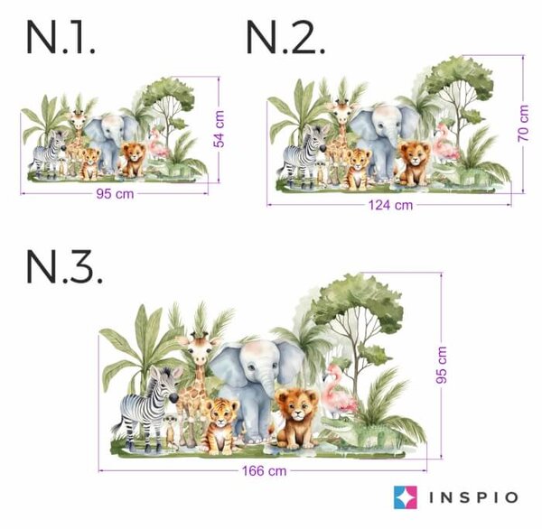 Adesivo murale per la camera dei bambini - safari con animali