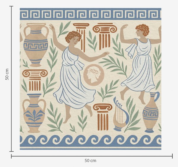 Carta da parati Antico ornamento greco con figure, vasi e colonne, Parati astratta classici, a00768 : Uwalls.it