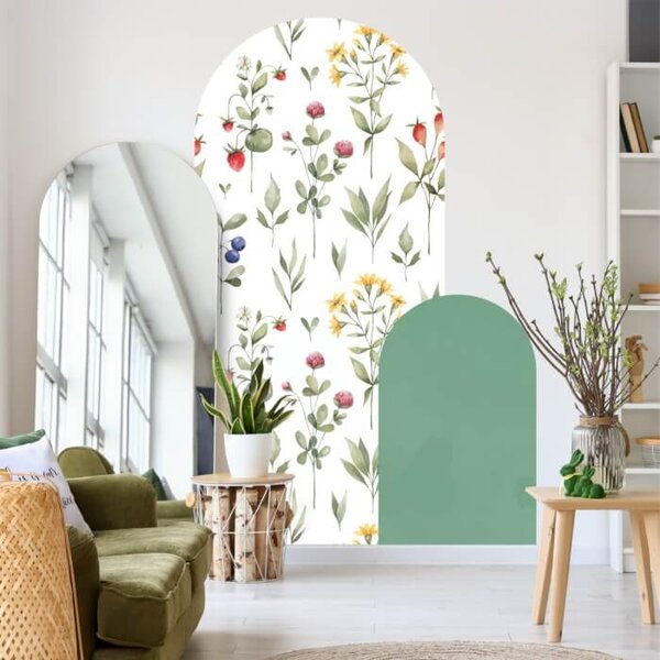 Adesivo murale per il soggiorno – Arco con motivo floreale