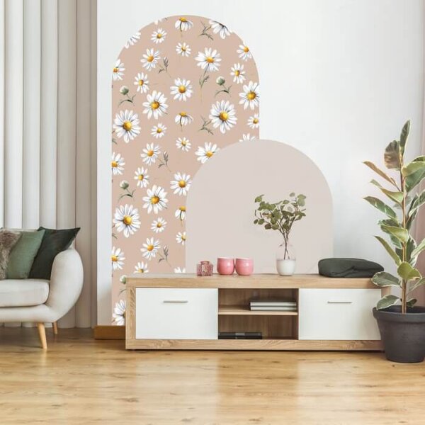 Adesivo murale dietro il mobile – Arco con margherite
