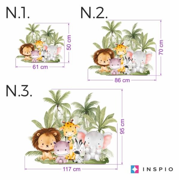 Adesivo murale per la camera dei bambini - animali safari nella natura