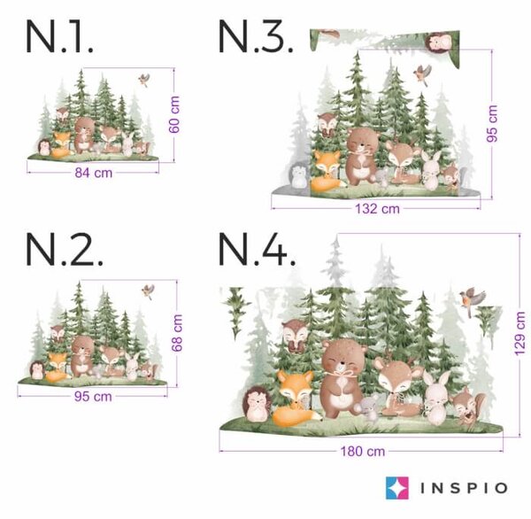 Adesivo murale per la stanza dei bambini - animali della foresta