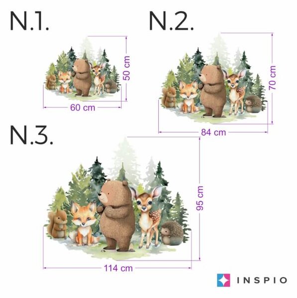 Adesivo murale per la cameretta dei bambini - Orso e animali della foresta