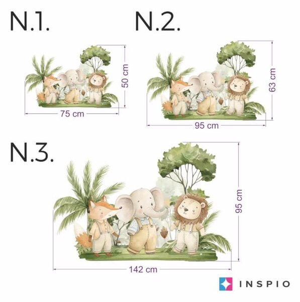 Adesivo murale per la stanza dei bambini - Tre amici nella natura