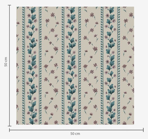 Carta da parati Strisce floreali verticali nei toni del blu-marrone, Parati fiori e piante classici, a00811v1 : Uwalls.it