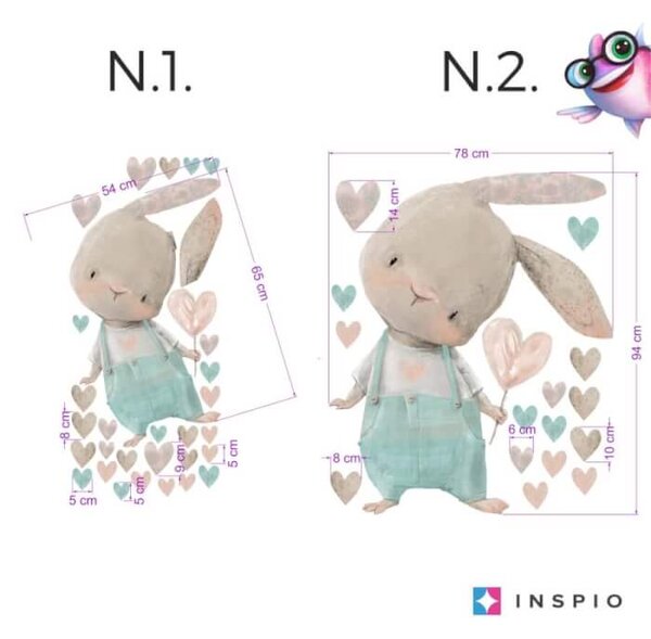 Coniglietto con cuore - adesivo da parete