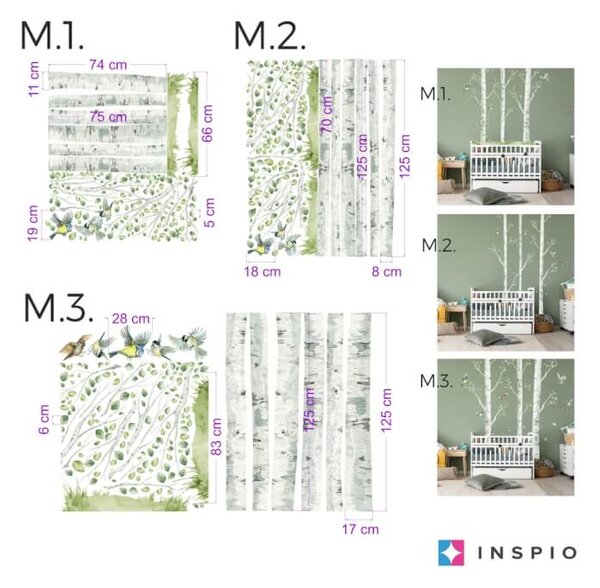 Adesivi Murali per Bambini - Betulle con Piccoli Uccelli