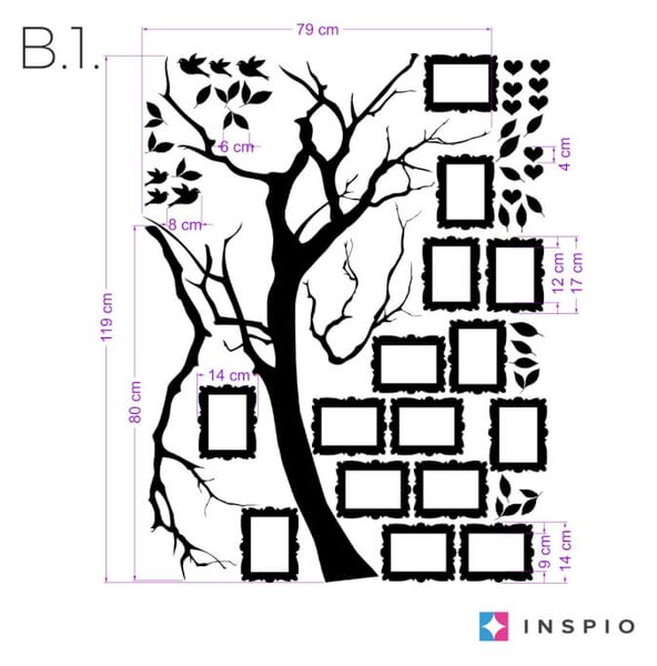 Adesivo da parete - Albero con foto 9 cm x 13 cm