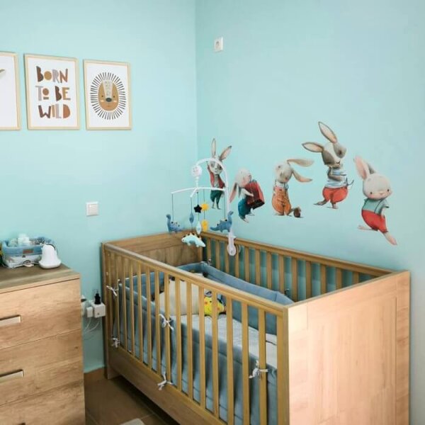 Piccoli coniglietti dal paese delle fiabe - adesivi da parete ad acquerello