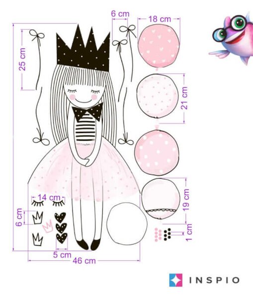 Adesivo per bambina - Principessa con palloncini
