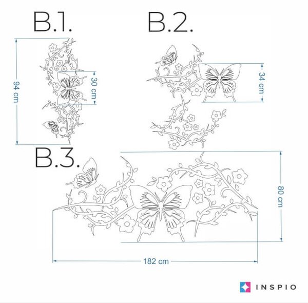 Adesivo da parete - Fiori e farfalle