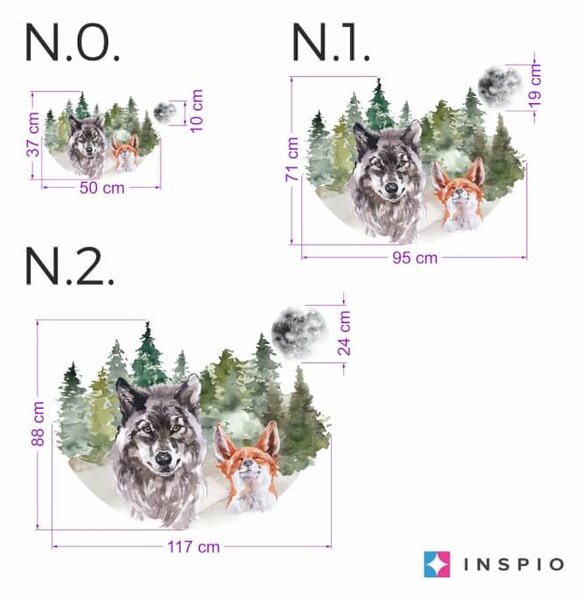 Adesivo da parete per teenagers - Un lupo e una volpe nella foresta