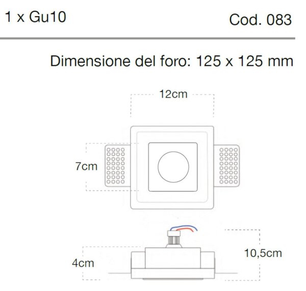 Faretto incasso lampadari bartalini peed 083 gu10 led gesso verniciabile - Lampadari Bartalini Gesso