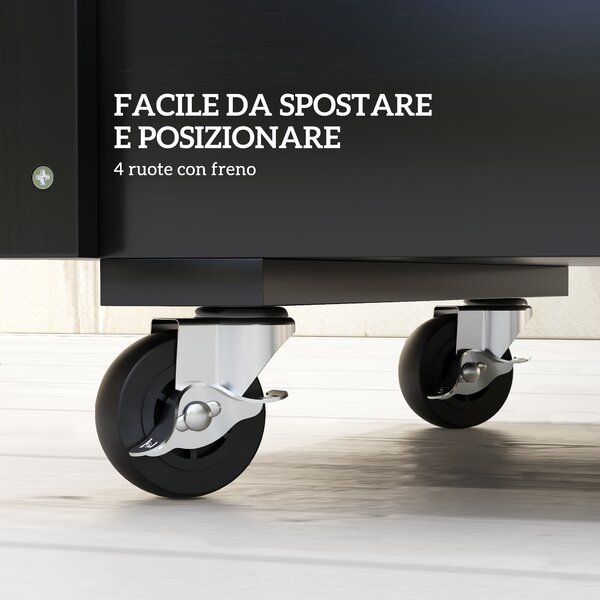 Outsunny Fioriera da Giardino con Foro di Drenaggio e Rotelle, in Legno di Abete, 89x48x47 cm, Nera|Aosom