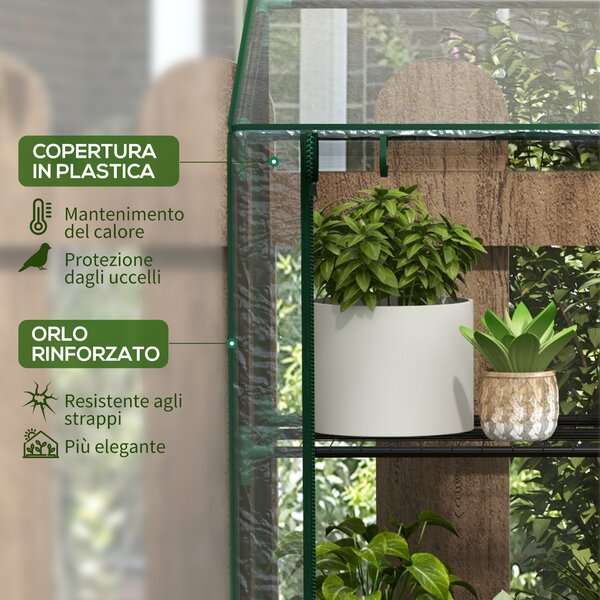 Outsunny Serra da Giardino con Copertura in PE, 6 Mensole e 2 Porte Avvolgibili, 143x46x151cm, Trasparente | Aosom Italy