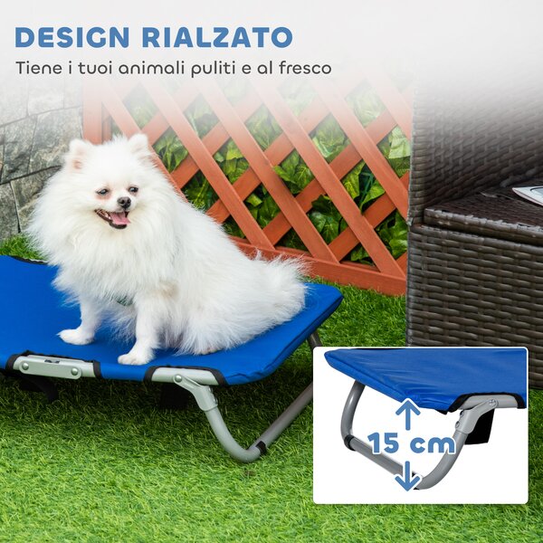 PawHut Brandina per Cani Piccola Taglia, Lettino Pieghevole, Facile da Trasportare, Blu 59x46x15cm|Aosom