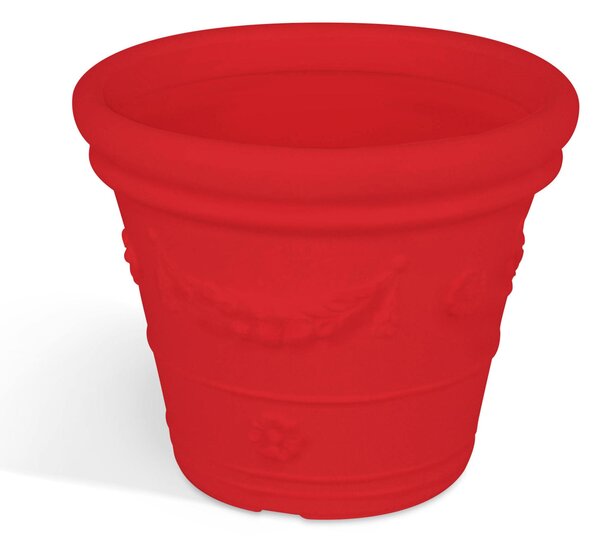 Vaso festonato in Polietilene con decoro a rilievo TONDO dimensioni 55x50xh 40 cm adatto interno esterno colore Fragola