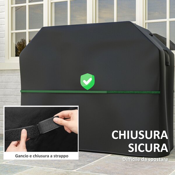 Outsunny Copertura per Barbecue Impermeabile in Tessuto Oxford 600D UPF30+ e Antivento, 147x61x122 cm, Nero | Aosom Italy