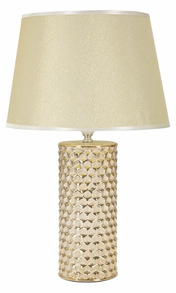 Lampada da tavolo in ceramica bianca e dorata Dimensioni � 30x h 47,5 cm in ceramica bianca dorata effetto alveare