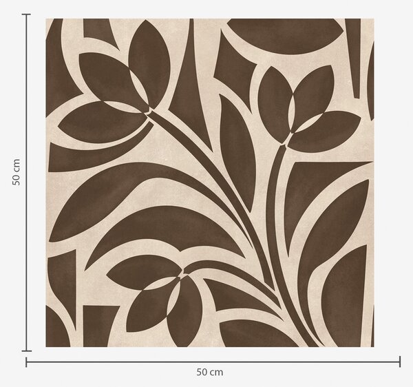 Carta da parati Sagome geometriche di foglie, marrone scuro su beige, Parati fiori e piante classici, a00679v1 : Uwalls.it