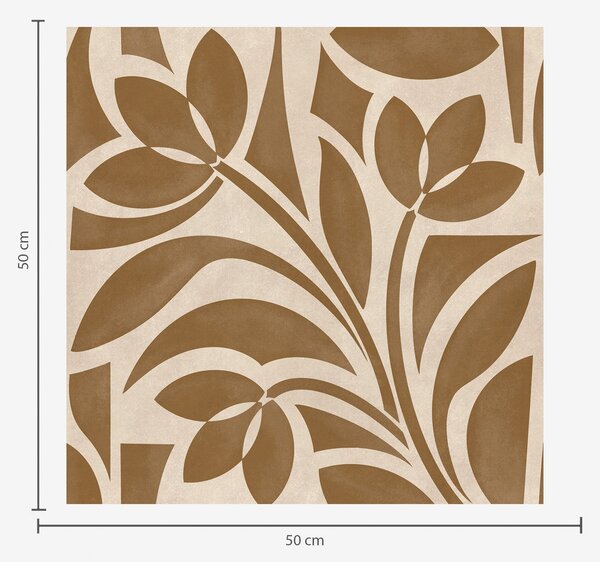 Carta da parati Sagome geometriche di foglie, marrone caramello su beige, Parati fiori e piante classici, a00679 : Uwalls.it