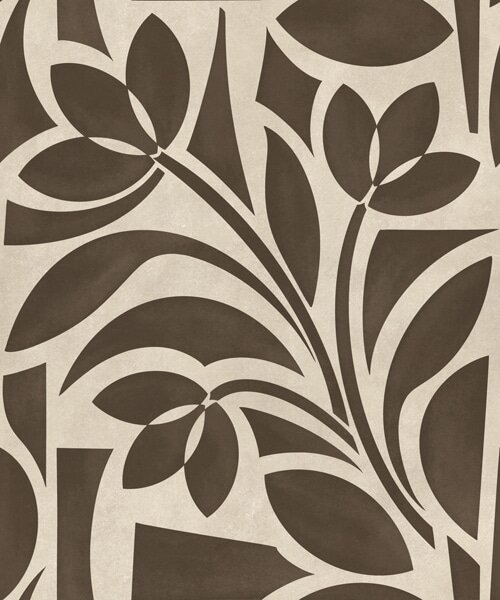 Carta da parati Sagome geometriche di foglie, marrone scuro su beige, Parati fiori e piante classici, a00679v1 : Uwalls.it