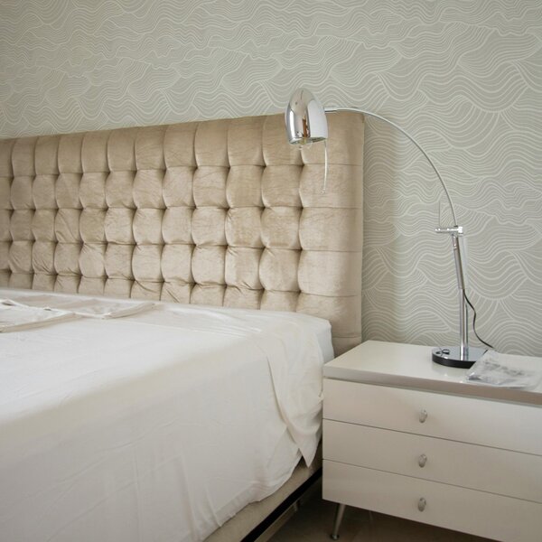 Carta da parati Onde su sfondo grigio-oliva con texture tessuto, Parati astratta classici, a00681 : Uwalls.it