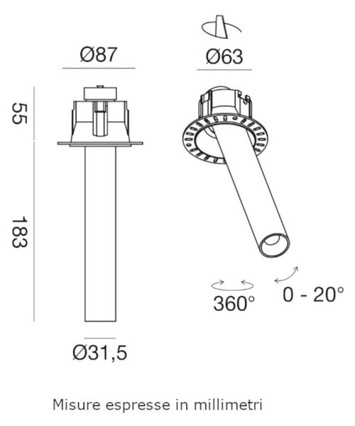 Faretto incasso gea led gfa1697 led orientabile alluminio nero cartongesso - Gea Led