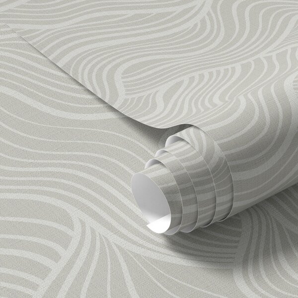 Carta da parati Onde su sfondo grigio-oliva con texture tessuto, Parati astratta classici, a00681 : Uwalls.it