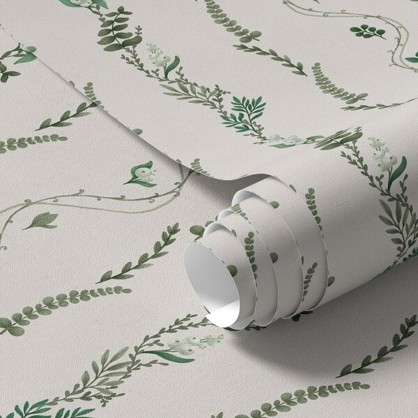 Carta da parati Sottili liane di eucalipto verticali su sfondo beige, Parati fiori e piante classici, a00817 : Uwalls.it