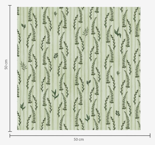 Carta da parati Erba verde fitta e germogli su menta con strisce, Parati fiori e piante classici, a00819 : Uwalls.it