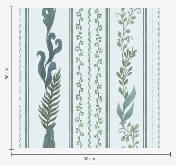 Carta da parati Righe con rami e riccioli su sfondo azzurro freddo, Parati fiori e piante classici, a00823v1 : Uwalls.it