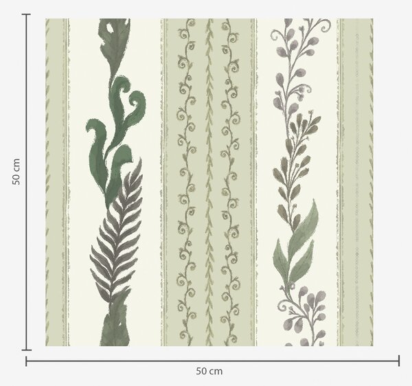 Carta da parati Righe con ramificazioni nei toni del verde e del grigio, morbido contrasto, Parati fiori e piante classici, a00824 : Uwalls.it
