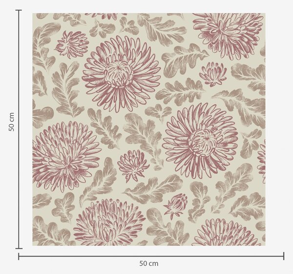 Carta da parati Crisantemi con accenti di vino su crema, Parati fiori e piante classici, a00840v1 : Uwalls.it