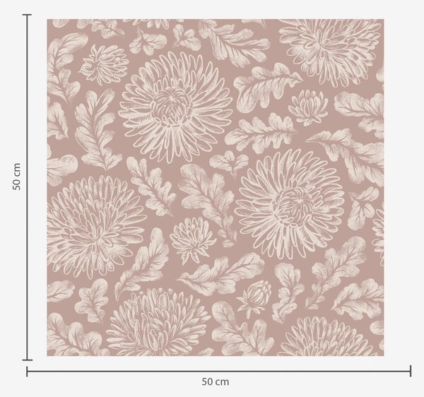Carta da parati Crisantemi color crema su sfondo rosa antico, Parati fiori e piante classici, a00840v2 : Uwalls.it