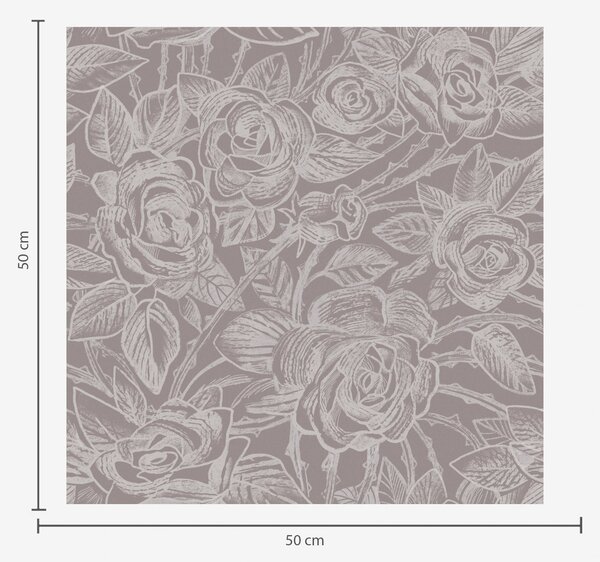 Carta da parati Rose incise su grigio-marrone scuro, Parati fiori e piante classici, a00841 : Uwalls.it