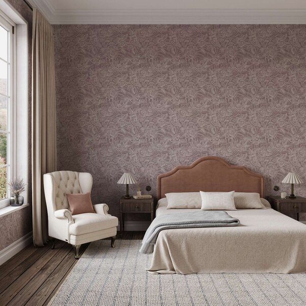 Carta da parati Rose incise su grigio-marrone scuro, Parati fiori e piante classici, a00841 : Uwalls.it