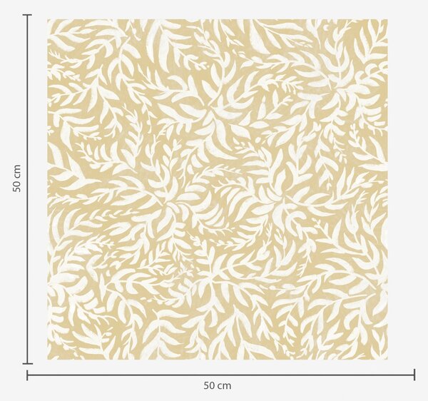 Carta da parati Motivo a foglie bianche su ocra caldo, ritmo vorticoso, Parati fiori e piante classici, a00845 : Uwalls.it