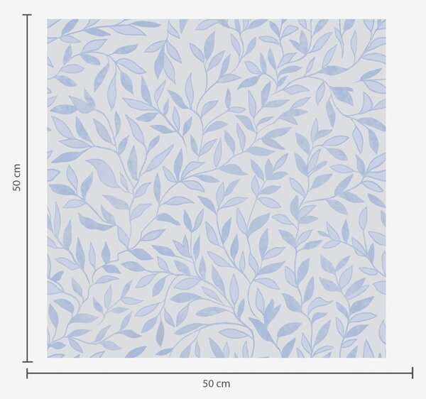 Carta da parati Ramoscelli blu con foglie su sfondo azzurro, Parati fiori e piante classici, a00842 : Uwalls.it
