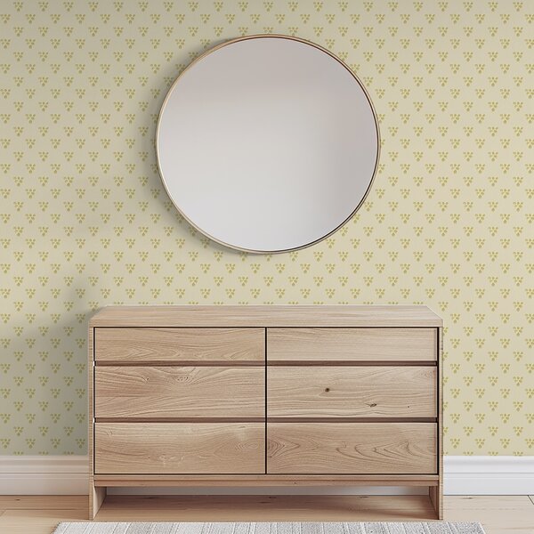 Carta da parati Piccola ripetizione: trii di foglie su sfondo crema-beige, Parati natura classici, Parati natura foglie classici, a00848 : Uwalls.it