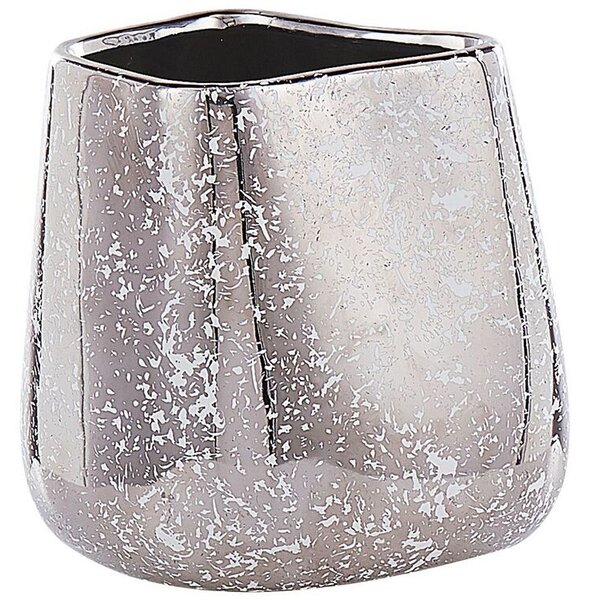 Vaso Decorativo Argento gres porcellanato 20 cm Accessorio Per La Casa Da Tavolo Pezzo Stile Glamour Beliani