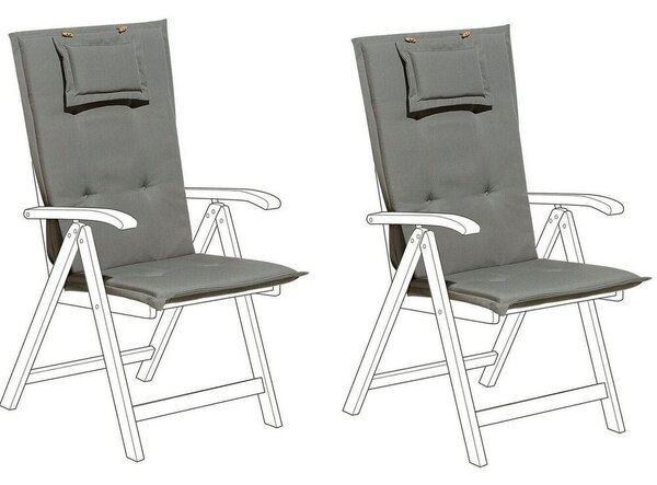Set di 2 cuscini per sedie da giardino Cuscino per schienale in poliestere grigio Design moderno Cuscino per esterni Beliani