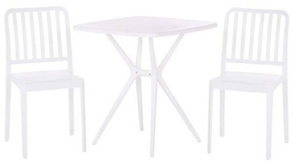 Set da bistrot in plastica bianca 2 sedie 1 tavolo moderno antiruggine resistente all'acqua mobili da balcone da giardino Beliani